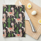 Cute Decorated Llamas Pattern Theedoek (Quarter Fold)