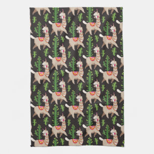 Cute Decorated Llamas Pattern Theedoek