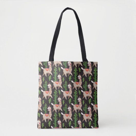 Cute Decorated Llamas Pattern Tote Bag (Voorkant)