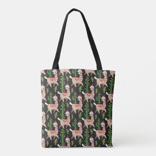 Cute Decorated Llamas Pattern Tote Bag (Achterkant)