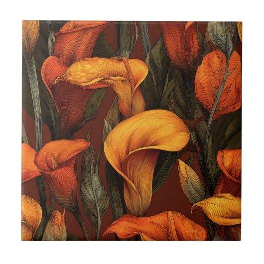 Cute Decorative Calle Lilies Tiles  For Home Floor Tegeltje (Voorkant)