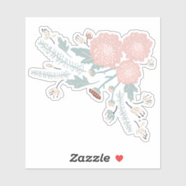 Cute Decorative Roze Cream Blue Botanical Floral Sticker