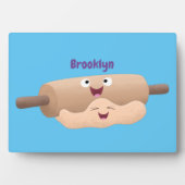 Cute deegroller en deeg pastrabakkerij cartoon  fotoplaat (voorkant)