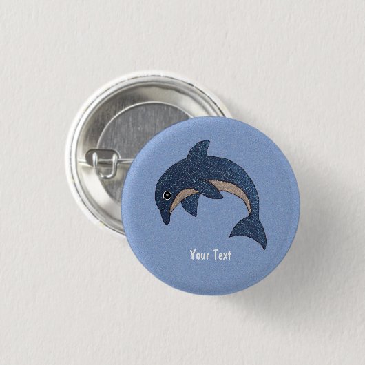 Cute Deep Blue Sparking Dolphin Ronde Button 3,2 Cm (Voorkant /achterkant)