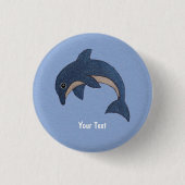 Cute Deep Blue Sparking Dolphin Ronde Button 3,2 Cm (Voorkant)
