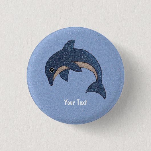 Cute Deep Blue Sparking Dolphin Ronde Button 3,2 Cm (Voorkant)