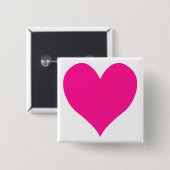 Cute Deep Pink Heart Vierkante Button 5,1 Cm (Voorkant /achterkant)