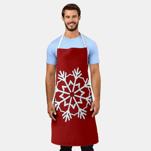 Cute Deep Red Snowflake Design Schort (Gedragen)
