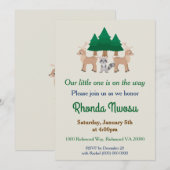 Cute Deer and Raccoon Baby shower Kaart (Voorkant / Achterkant)