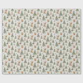 Cute Deer and Woodland Animals Christmas Cadeaupapier (Vlak)