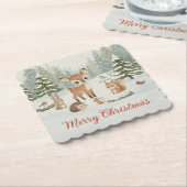 Cute Deer and Woodland Animals Merry Christmas Kartonnen Onderzetters (Gebogen)