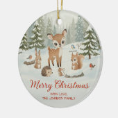 Cute Deer and Woodland Animals Merry Christmas Keramisch Ornament (Links)