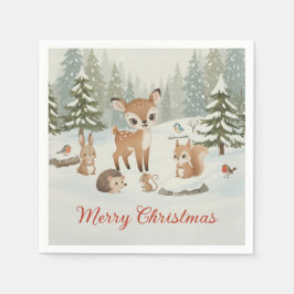 Cute Deer and Woodland Animals Merry Christmas Servet