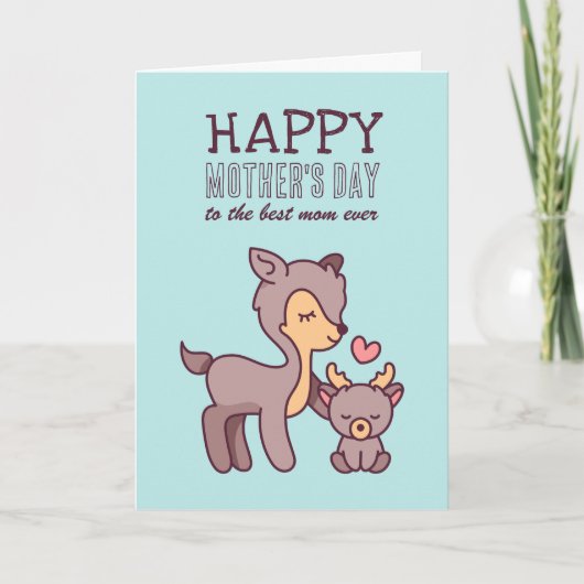 Cute Deer Animal Cartoon Happy Moederdag Kaart (Voorkant)