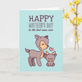 Cute Deer Animal Cartoon Happy Moederdag Kaart (Gele Bloem)