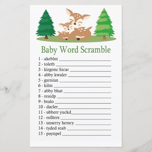 Cute Deer Baby word scramble game (Voorkant)