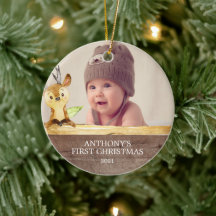 Cute Deer Baby's 1St. Fotokerstversiering