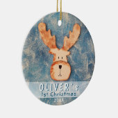 Cute Deer Baby's Eerste Kerstmis Keramisch Ornament (Rechts)