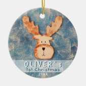 Cute Deer Baby's Eerste Kerstmis Keramisch Ornament (Voorkant)