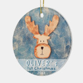 Cute Deer Baby's Eerste Kerstmis Keramisch Ornament (Links)