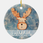 Cute Deer Baby's Eerste Kerstmis Keramisch Ornament (Achterkant)