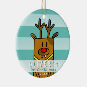Cute Deer Baby's Eerste Kerstmis Keramisch Ornament (Rechts)