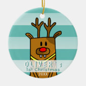 Cute Deer Baby's Eerste Kerstmis Keramisch Ornament (Voorkant)