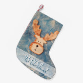 Cute Deer Baby's Eerste Kerstmis Kleine Kerstsok (Voorkant (Hangend))