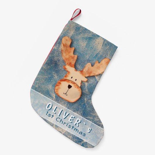 Cute Deer Baby's Eerste Kerstmis Kleine Kerstsok (Voorkant (Hangend))