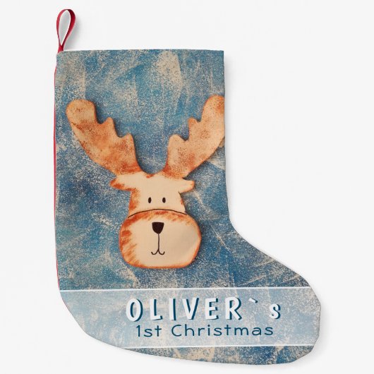 Cute Deer Baby's Eerste Kerstmis Kleine Kerstsok (Voorkant)