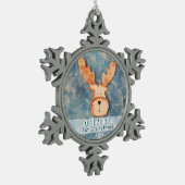 Cute Deer Baby's Eerste Kerstmis Tin Sneeuwvlok Ornament (Links)
