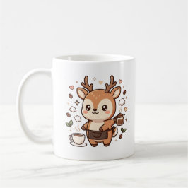 Cute Deer Barista Koffiemok Kawaii Karakter