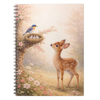 Cute Deer Bird Nest Aesthetic Notebook | Notitieboek