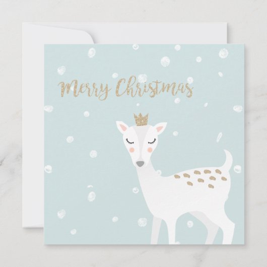 Cute Deer | Bleke uitnodiging voor kerstfeestdagen (Achterkant)