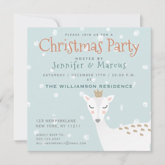 Cute Deer | Bleke uitnodiging voor kerstfeestdagen (Voorkant)