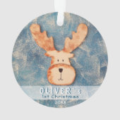 Cute Deer Blue Baby eerste kerstmis Ornament (achterkant)
