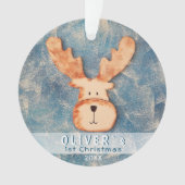 Cute Deer Blue Baby eerste kerstmis Ornament (voorkant)