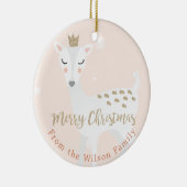 Cute Deer | Blush roze | Gepersonaliseerd kerstfee Keramisch Ornament (Rechts)