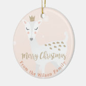 Cute Deer | Blush roze | Gepersonaliseerd kerstfee Keramisch Ornament (Links)