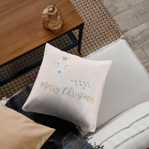 Cute Deer Blush roze Kerstmis Kussen