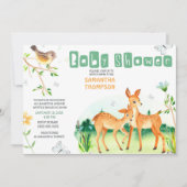 Cute Deer Boys Baby shower Invitation Kaart (Voorkant)
