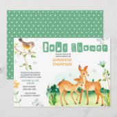 Cute Deer Boys Baby shower Invitation Kaart (Voorkant / Achterkant)