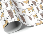 Cute deer Buck Bull Elk Hand Drawn Baby Nursery Cadeaupapier (Rol Hoek)