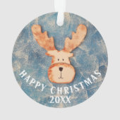 Cute Deer Cartoon Happy Kerstmis Kinder Ornament (achterkant)