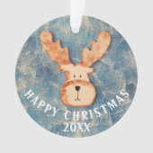 Cute Deer Cartoon Happy Kerstmis Kinder Ornament (voorkant)