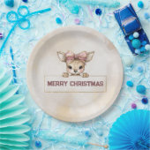 Cute Deer Christmas Paper Plates Festive Tableware Papieren Bordje (Feest)