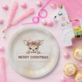 Cute Deer Christmas Paper Plates Festive Tableware Papieren Bordje (Feest)