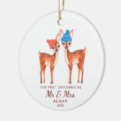 Cute Deer Couple gepersonaliseerd de heer Mrs Pass Keramisch Ornament (Links)