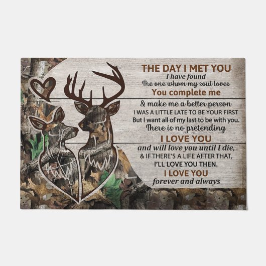 Cute Deer Couples Doormat, Lovely Letter Deurmat (Voorkant)