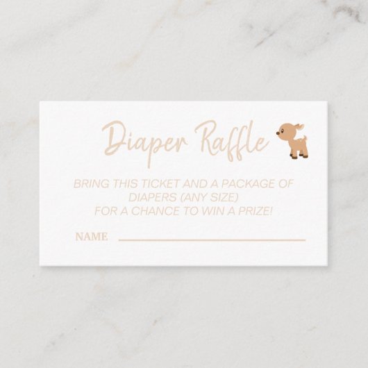 Cute Deer Diaper Raffle Baby shower Game Informatiekaartje (Voorkant)